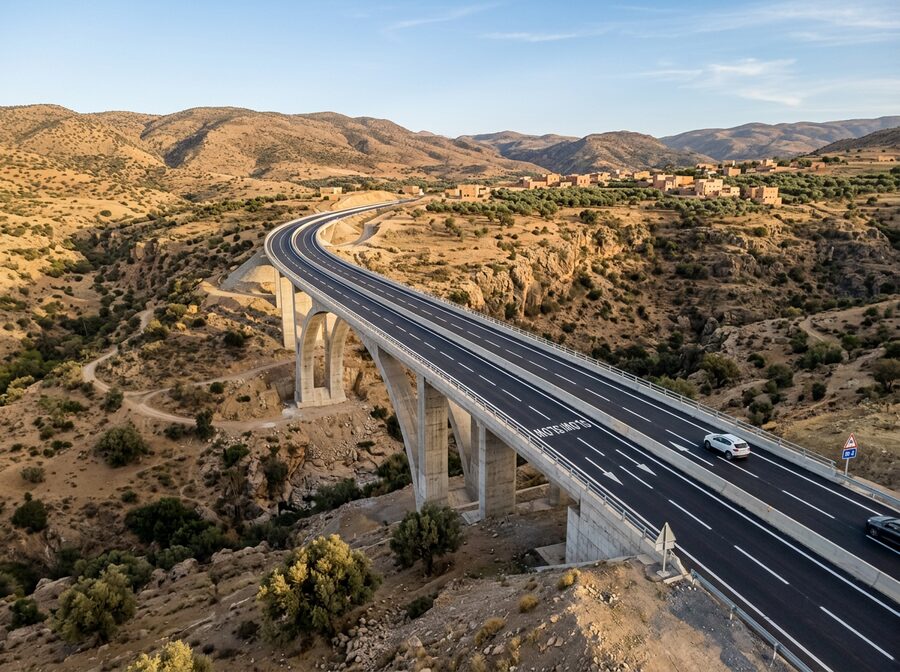 صورة تعبيرية لطريق معبّد وجسر خرساني